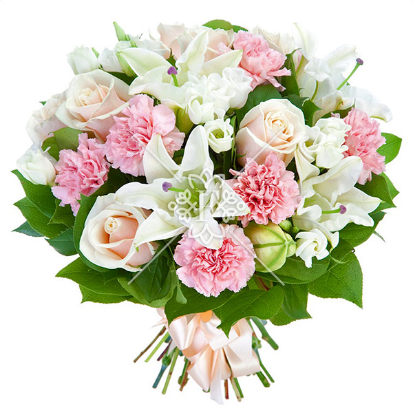 Глазурь - букет из лилий, гвоздик и роз